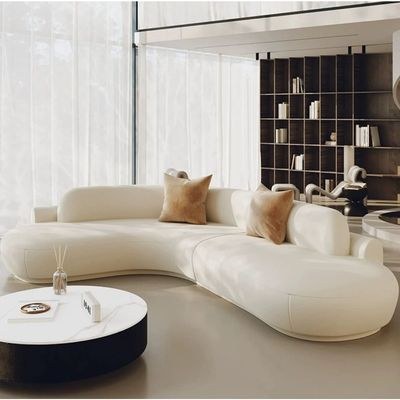 Modern 3-Seater High-End L-Shaped Corner Sofa Curved Edges - Off White - 170 - Image 2