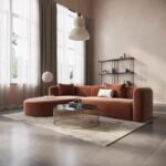 Modern 3-Seater L-Shaped Couch - Living room Sectional Sofa - Brown - 280 - Left Side