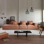 Living Room 4-Seater Comfy Couch Featuring One Side Armrest - Brown - 388 cm - Right Side