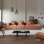Living Room 4-Seater Comfy Couch Featuring One Side Armrest - Brown - 388 cm - Left Side