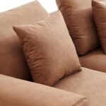 Living Room 4-Seater Comfy Couch Featuring One Side Armrest - Brown - 388 cm - Right Side