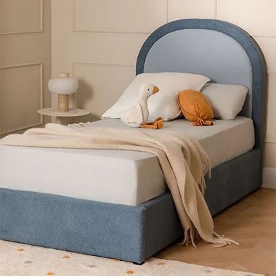 Maple Home Beds Frame,Kids Bed,Yound Bed,Platform Upholstered Bed-Blue Fleece Fabric Wrap-Single Bed 90*190-With Free Installation - Image 3