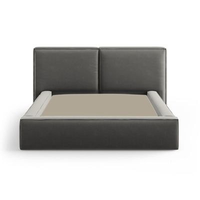 MAPLEHOME Beds Frame Platform Upholstered Bed,Gray Velvet Minimalist,Super King Size Bed 200*200,With Free Installation - Image 4