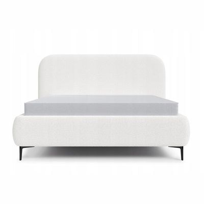 MAPLEHOME Beds Frame Platform Upholstered Bed-White Fleece Fabric Wrap-Queen Size Bed 160*200-With Free Installation - Image 3