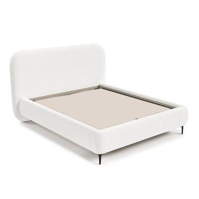 MAPLEHOME Beds Frame Platform Upholstered Bed-White Fleece Fabric Wrap-King Size Bed 180*200-With Free Installation - Image 4