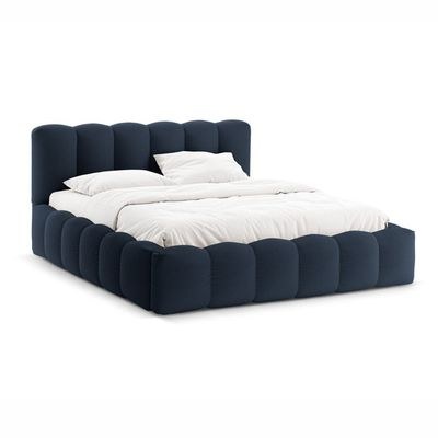 MAPLEHOME Beds Frame Platform Upholstered Bed,Dark Blue Velvet Bubble Shape,Queen Size Bed 160*200,With Free Installation - Image 2