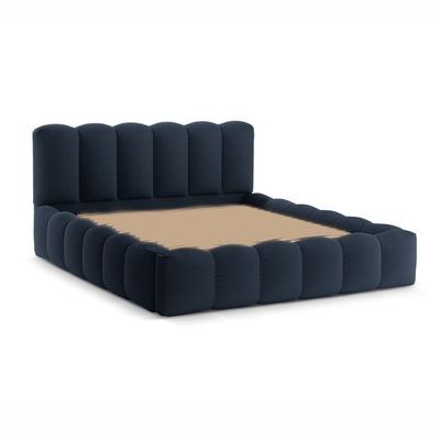 MAPLEHOME Beds Frame Platform Upholstered Bed,Dark Blue Velvet Bubble Shape,Queen Size Bed 160*200,With Free Installation - Image 3