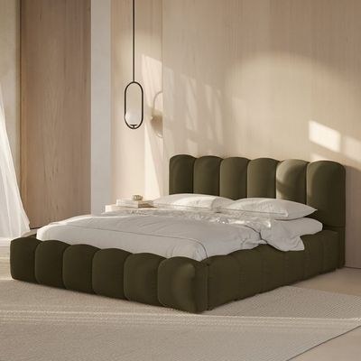 Maple Home Beds Frame Platform Upholstered Bed,Grass Green Velvet Bubble Shape,Super King Size Bed 200*200,With Free Installation