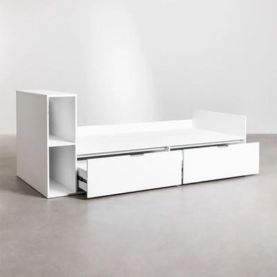 Maple Home Multifunctional Storage Single Bed Frame Drawers & Shelves Minimalist Modern Bedroom Furniture, 90*190cm Mattress Fit(Right Store) - 6 Months Warranty - Image 4