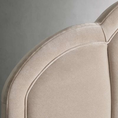Maple Home Beds Frame Platform Upholstered Bed,Beige Velvet Scalloped Shape,Super King Size Bed 200*200,With Free Installation - Image 4