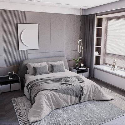 Maple Home Beds Frame Platform Upholstered Bed,Gray Fabric,Queen Size Bed 160*200 With Free Installation