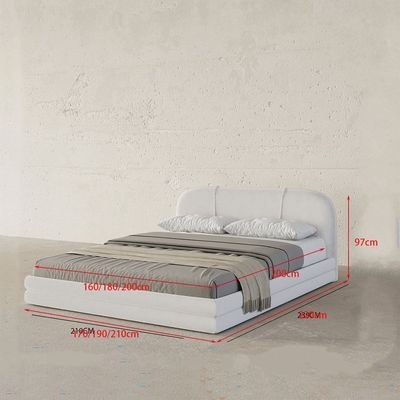 Maple Home Beds Frame Platform Upholstered Bed,Off-White Velvet,King Size Bed 180*200 With Free Installation - Image 4