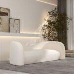 Contemporary Tuxedo 2-Seater Sofa with Armrest for Living Room - White - 170 cm