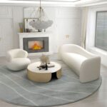 Contemporary Tuxedo 2-Seater Sofa with Armrest for Living Room - White - 170 cm
