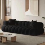 Modern Marshmallow Cozy Upholstered 5-Seater Sofa – Black – 330 cm