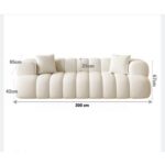 Modern Marshmallow Cozy Upholstered 5-Seater Sofa – Black – 300 cm