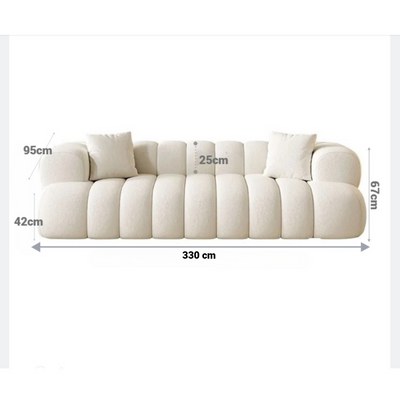 Modern Marshmallow Cozy Upholstered 5-Seater Sofa – Grey – 330 cm - Image 2