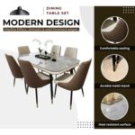 Morble 7-Pieces Luxury Dining Sets, 1 Piece Rectangular Table With with 6 Chairs Modern Design Furniture for kitchen, Dining Room