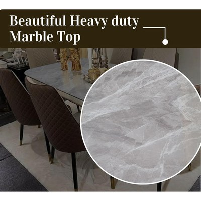 Morble 7-Pieces Luxury Dining Sets, 1 Piece Rectangular Table With with 6 Chairs Modern Design Furniture for kitchen, Dining Room - Image 3