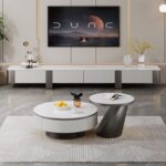 Solid Wood TV Table Silver Accent 220cm