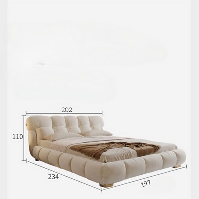 Luxury Tufted Upholstered Bed – Beige Velvet with Plush Padded Design – King Size 180 × 200 - Image 2