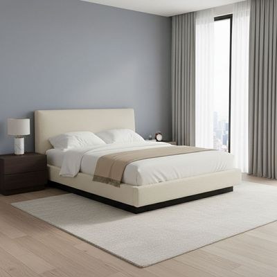HavenRise Upholstered Hydraulic Bed with Storage L90xW190xH40 Cream with 1 Year Warranty