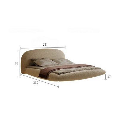 Modern Floating LED Upholstered Bed – Curved Minimalist Design – Beige Bouclé Fabric – Luxury Contemporary Bedroom Furniture - Queen Size 150 × 200 - Image 4