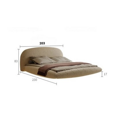 Modern Floating LED Upholstered Bed – Curved Minimalist Design – Beige Bouclé Fabric – Luxury Contemporary Bedroom Furniture - King Size 180 × 200 - Image 4