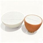 Maple Home Bowl-Shaped Nesting Coffee Table Set,72cm&47cm,White Marble Pattern,Beige/Orange Faux Leather Wrapped,Living Room Furniture