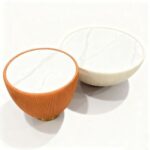 Maple Home Bowl-Shaped Nesting Coffee Table Set,72cm&47cm,White Marble Pattern,Beige/Orange Faux Leather Wrapped,Living Room Furniture
