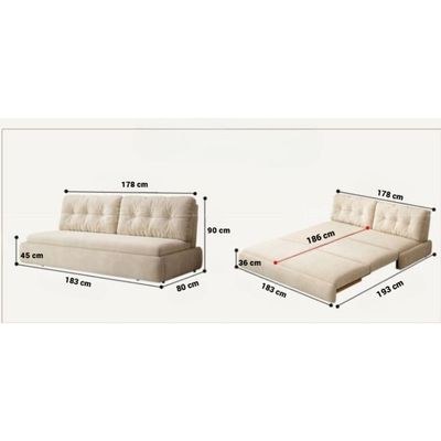 Armless Pull-out 2- Seater Sofa Bed - 183 - Dark Gray - Image 2