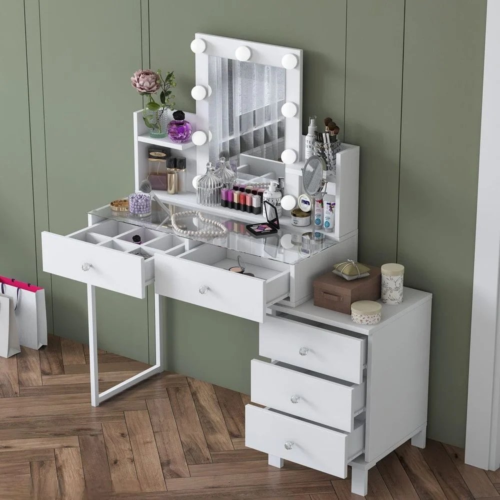 Home Canvas Serenity Luxe Vanity Hollywood LED Mirror + Storage - Image 2