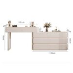 Modern Dressing Table with Round LED Mirror – Drawers & Stool – 120cm – White Finish