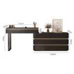 Modern Dressing Table with Round LED Mirror – Drawers & Stool – 120cm – Black Finish