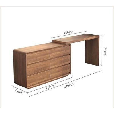 Modern Wooden Dressing Table with LED Mirror – 6 Drawer Vanity Desk with Modular Design & Upholstered Stool - Image 3
