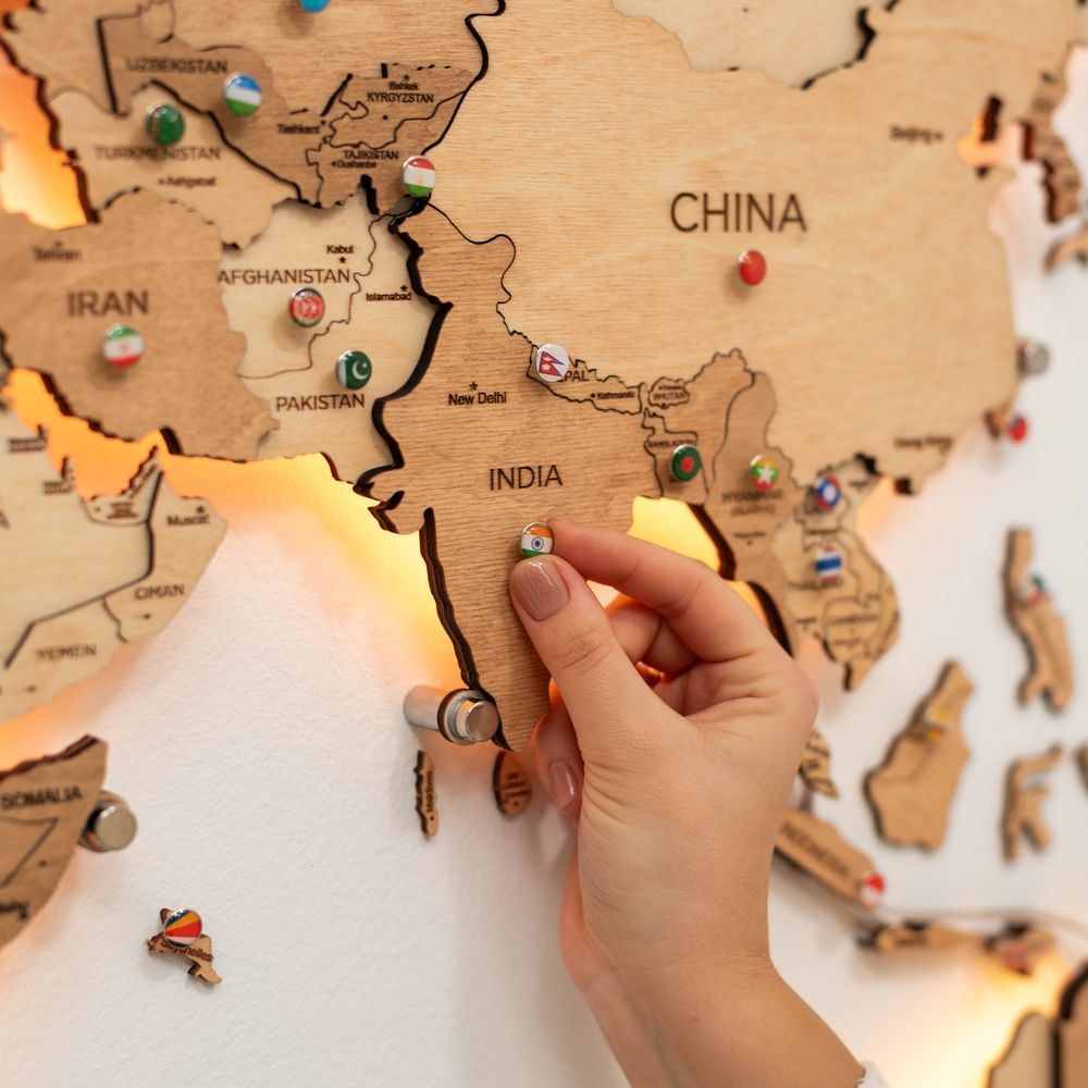 Enjoy The Wood 3D LED Wooden World Map Wall Decor, Light Wood Backlit Illuminated Wall Art with Warm Ambient Lighting, Luxury Feature Wall Decor for Home and Office UAE – Light XL (200 x 120 cm) - Image 2