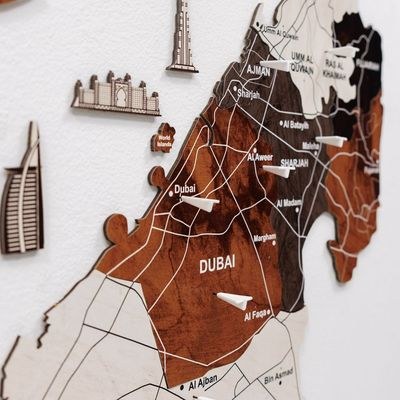 Enjoy The Wood Wooden UAE Map Wall Decor, Natural Wood Tone Wall Art for Home, Unique UAE Gift, Emirati Gift, Dubai and Abu Dhabi Gift Idea – Wood Tone XL (200 x 162 cm) - Image 3