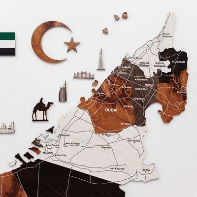 Enjoy The Wood Wooden UAE Map Wall Decor, Natural Wood Tone Wall Art for Home, Unique UAE Gift, Emirati Gift, Dubai and Abu Dhabi Gift Idea – Wood Tone XL (200 x 162 cm) - Image 4