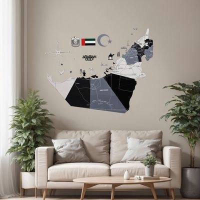 Enjoy The Wood Wooden UAE Map Wall Decor, Nordik Style Minimalist Wall Art for Home, Premium UAE Gift, Emirati Gift, Dubai and Abu Dhabi Gift Idea – Nordik XL (200 x 162 cm)