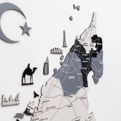 Enjoy The Wood Wooden UAE Map Wall Decor, Nordik Style Minimalist Wall Art for Home, Premium UAE Gift, Emirati Gift, Dubai and Abu Dhabi Gift Idea – Nordik XL (200 x 162 cm) - Image 2