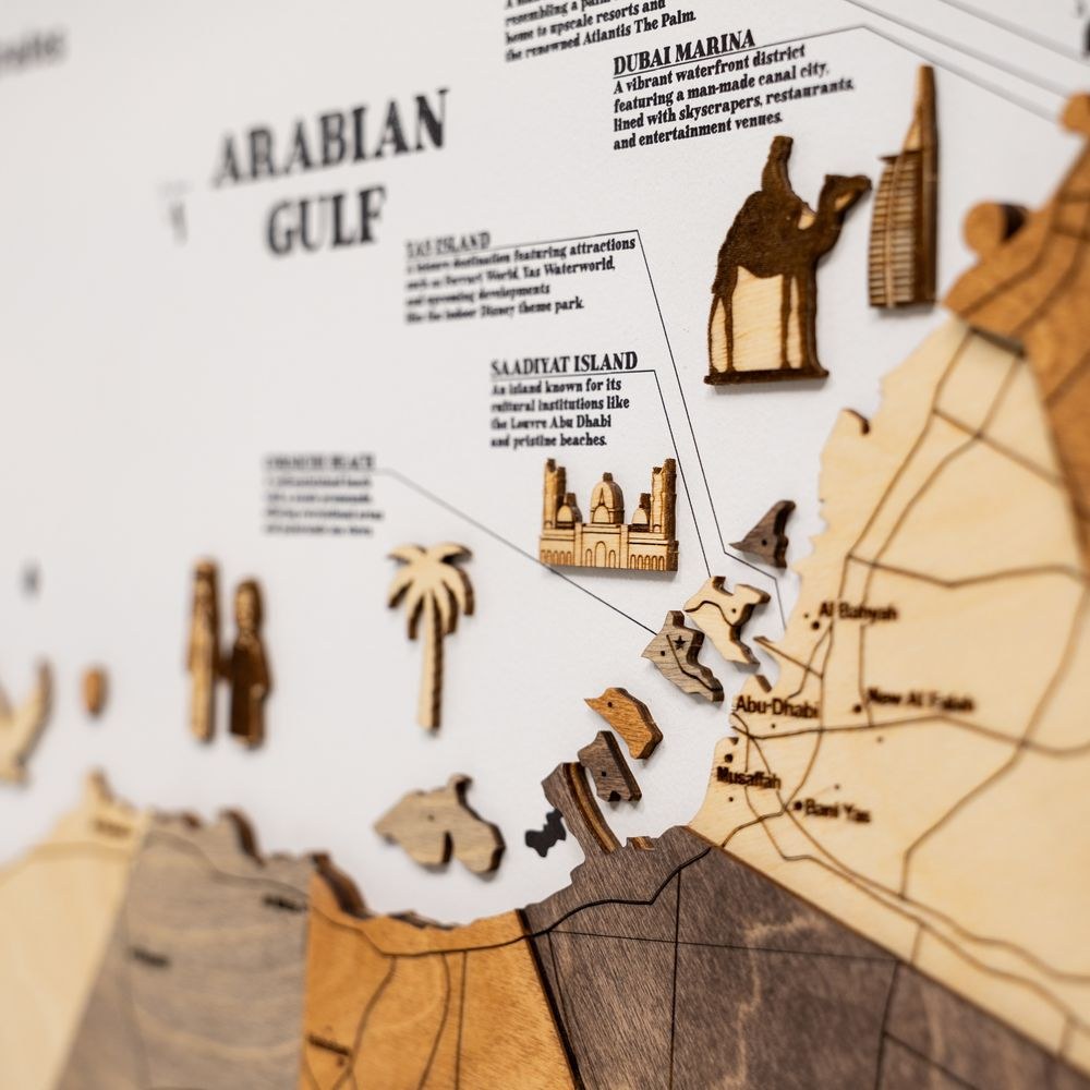 Enjoy The Wood 3D Wooden UAE Map on Panel Wall Decor, Multicolor Wall Art Ready to Hang, Premium UAE Gift, Emirati Gift, Dubai and Abu Dhabi Gift Idea – Multicolor M (84 x 58 cm) - Image 3