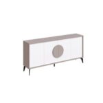 Mourah Home Gora Console - Modern Sideboard With 4 Doors - Storage Cabinet For Living Room, Office, Lounge, Dining Room, Kitchen, Hallway - 35.6X82X180 Cm - White- Light Mocha