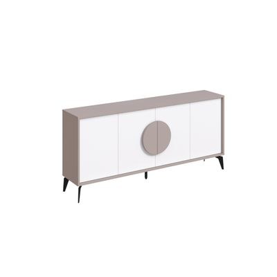 Mourah Home Gora Console - Modern Sideboard With 4 Doors - Storage Cabinet For Living Room, Office, Lounge, Dining Room, Kitchen, Hallway - 35.6X82X180 Cm - White- Light Mocha - Image 3