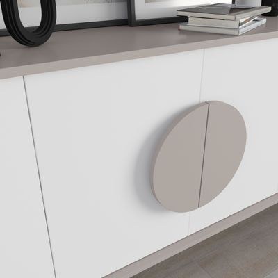 Mourah Home Gora Console - Modern Sideboard With 4 Doors - Storage Cabinet For Living Room, Office, Lounge, Dining Room, Kitchen, Hallway - 35.6X82X180 Cm - White- Light Mocha - Image 4