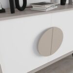 Mourah Home Gora Console - Modern Sideboard With 2 Doors - Storage Cabinet For Living Room, Office, Lounge, Dining Room, Kitchen, Hallway - 35.6X82X110 Cm - White- Light Mocha
