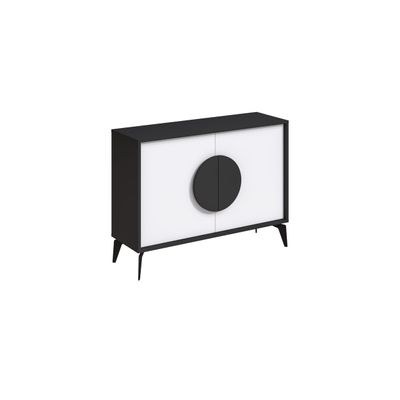 Mourah Home Gora Console - Modern Sideboard With 2 Doors - Storage Cabinet For Living Room, Office, Lounge, Dining Room, Kitchen, Hallway - 35.6X82X110 Cm - Grey- White - Image 3
