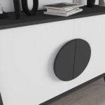 Mourah Home Gora Console - Modern Sideboard With 2 Doors - Storage Cabinet For Living Room, Office, Lounge, Dining Room, Kitchen, Hallway - 35.6X82X110 Cm - Grey- White