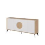 Mourah Home Gora Console - Modern Sideboard With 4 Doors - Storage Cabinet For Living Room, Office, Lounge, Dining Room, Kitchen, Hallway - 40X82X180 Cm - Oak/ White