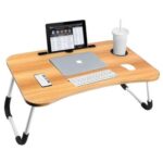 Portable Folding bed Table, Laptop Desk With ipad and Cup Holder Adjustable Lap Tray Notebook Stand,Foldable Non-slip Legs Reading Table Tray for working,studing,camping