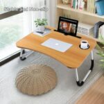 Portable Folding bed Table, Laptop Desk With ipad and Cup Holder Adjustable Lap Tray Notebook Stand,Foldable Non-slip Legs Reading Table Tray for working,studing,camping